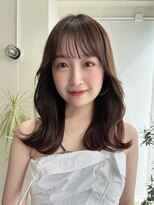 コート 青山(Cote)&nbsp;20代30代40代ひし形レイヤーふんわりミディアムブラウンカラー