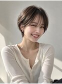 大人可愛い小顔ショート丸み毛流れ前髪あり20代30代40代50代池袋