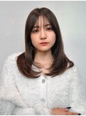 ★くびレイヤーエモージュ前髪薄めバング小顔カット大人ガーリー