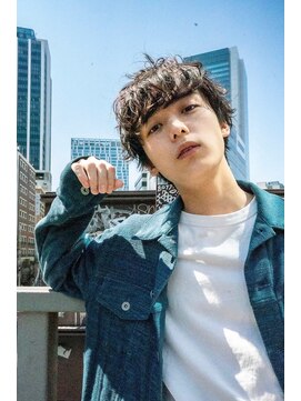 エフエム 渋谷(FM) アッシュブラック/束間マッシュパーマ/刈り上げ/ツーブロック