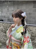 編みおろし 成人式ヘア 振袖ヘア 成人式メイク リボンヘア