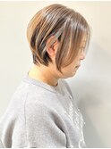 +前下がりショート耳かけショートボブ大人ショートボブ30代40代2