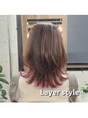裾カラー/デザインカラー/外ハネ/レイヤーカット/くびれヘア