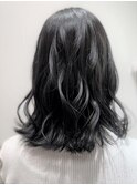 アッシュグレー韓国風コテ巻きなみなみウェーブ