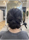 20代~50代☆大人シニヨン◎お団子ヘアセット黒髪アレンジ◎