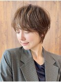 ショートヘアショートボブ分け目なしショートショートパーマ青山