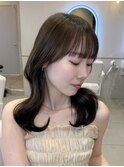 韓国風/くびれヘア/ミディアムヘア/前髪/サイドバング/小顔