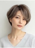 白髪ぼかし脱白髪染め似合わせショートボブ40代50代60代