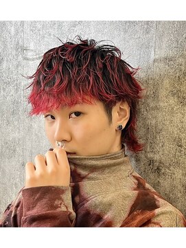 レジット メンズ ヘアサロン(LEGIT MEN's HAIR SALON) マッシュレイヤーウルフ×アクセントレッド