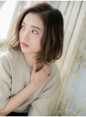 mod's天神/ゆるふわカールアシンメトリーかきあげボブパーマh