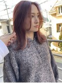 ロングボブ×インナーカラー#チェリーブラウン