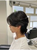 センターパート/ウルフヘア/韓国メンズヘア/20代30代