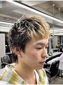 刈り上げアップバングスパイキーショートパーマスパイラルパーマ