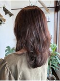 大人可愛いハッシュカットセミロング×チョコレートブラウン