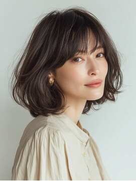 40代に似合う、柔らかアッシュボブ