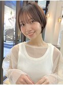 透明感カラー ボブ 前髪 ショート カラー ブリーチ&カラー