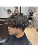 波パーマ　マッシュ　刈り上げ　ツーブロック