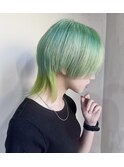 フルブリーチ　ウルフカット　マッシュウルフ　インナーカラー