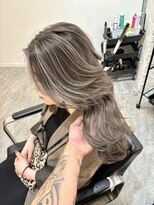 ブレンド 渋谷(BLend)&nbsp;前髪ハイライトカラーこなれミディイメチェンウェーブパーマ