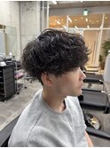 刈り上げマッシュ×波巻きパーマ