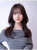チョコグレージュ/20代30代大人かわいい/ミディアムレイヤー
