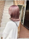 ハイトーン ピンクベージュ ケアブリーチ2回 暖色カラー横浜★