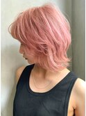 【Blanc】ピンクカラー＿レイヤーボブ＿ブリーチ＿ダブルカラー