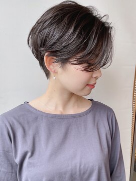 モリオフロムロンドン 原宿本店(morio from London) 【morio 原宿】黒髪ハンサムショート耳かけ前髪なし　パーマ