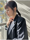 イメチェンハッシュカットフルバングレッドブラウン