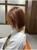 タイトボブ×オレンジベージュ