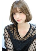 透明感カラーの切りっぱなしボブ　門前仲町