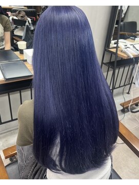 ザ ヘア ディードットログ(The hair D.Log) ダブルカラー ネイビー 青 ブリーチ 大和八木 橿原