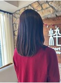 艶髪ミディアム/髪質改善/透明感ダークブラウン