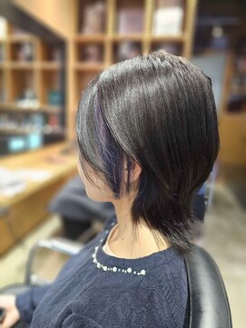 オーガニック ライフ 若葉 鶴ヶ島(organic+life) 大人可愛いインナーカラーブルー◎小顔ショート