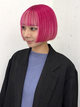 クク 渋谷(QUQU) ボブ　ツートーン　デザインカラー　ピンク