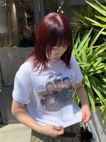 シー(Ciii)&nbsp;stylist イケダ>>顔周りレイヤー×チェリーレッド