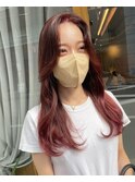 チェリーピンク/韓国ヘア/ゆるふわカ―ル