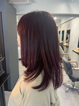 クラン 岡本(Chlan) 韓国風レイヤーカット×チェリーブラウン