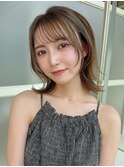 30代シースルーぱっつん前髪で可愛い結べるボブ外ハネボブ