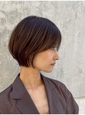 表参道酸性ストレートパーマ艶髪ショートベージュアッシュ40代