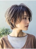30代40代◎春カラーくびれショートボブ×艶髪美人暗めカラー