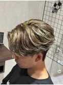奈良/橿原/大和八木/ブラウンメッシュフェザーパーマ