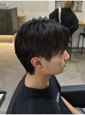 メンズカットセンターパート刈り上げなしナチュラルストレート