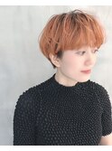 ペールオレンジ 透明感 マッシュ メンズライク