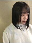 前下がりミディアムボブ×お洒落暗透グレーカラー