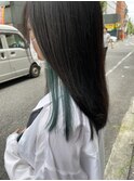 ◎インナーカラー　イヤリングカラー　グリーン