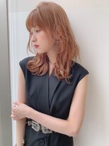 オレンジベージュ　レイヤーカット　くびれレイヤー　韓国
