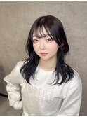 【KAEDE】レイヤーカット×くびれ巻き/ブルーブラック