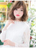 斜めバング乾かすだけミディアムボブパーマc6戸頭20代30代40代