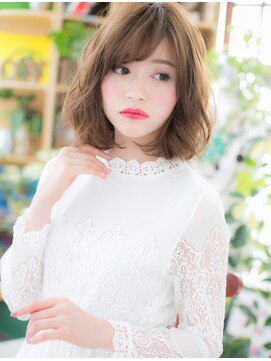 カバーヘア イヴ 戸頭店(COVER HAIR EVE) 斜めバング乾かすだけミディアムボブパーマc6戸頭20代30代40代